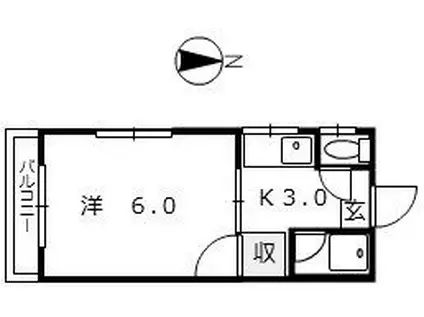 パークハイツ相模(1K/3階)の間取り写真