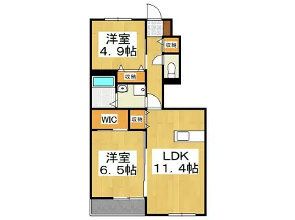 ラパルテール関弐番館(2LDK/1階)の間取り写真