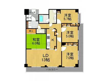 イトーピア苦楽園樋之池町(4LDK/4階)の間取り写真