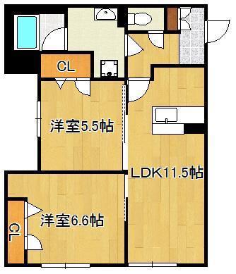 レスポワールK・H(2LDK/1階)の間取り写真