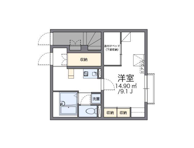 レオパレス日野(1K/1階)の間取り写真
