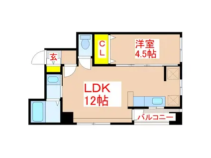 BELL SHAMS(1LDK/3階)の間取り写真