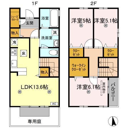 JADE(3LDK/1階)の間取り写真