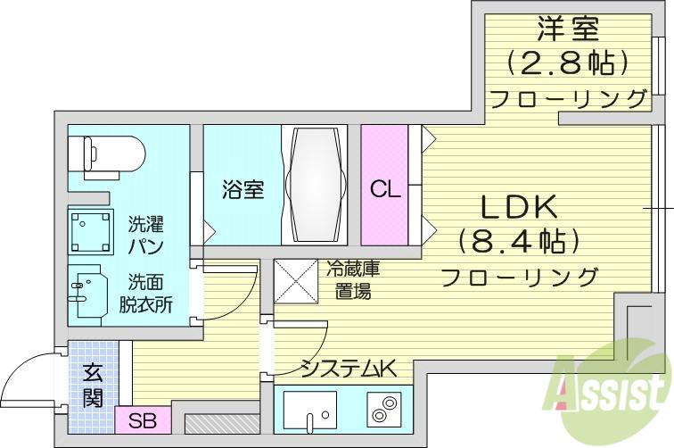 メリディアン多賀城新田(1LDK/1階)の間取り写真