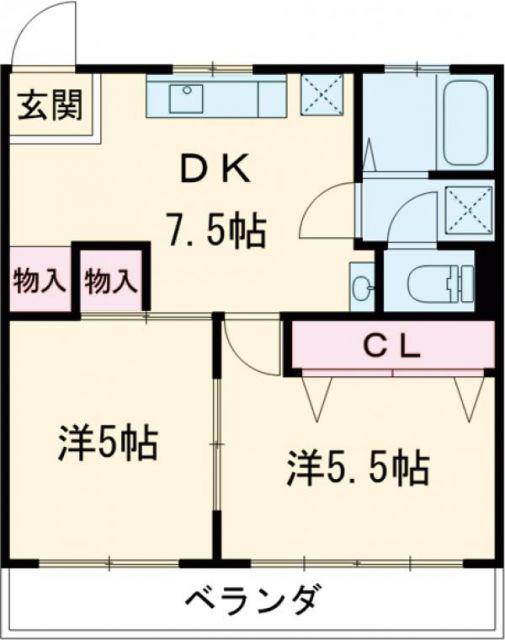 コーポグリーンFUKUTA(2DK/1階)の間取り写真