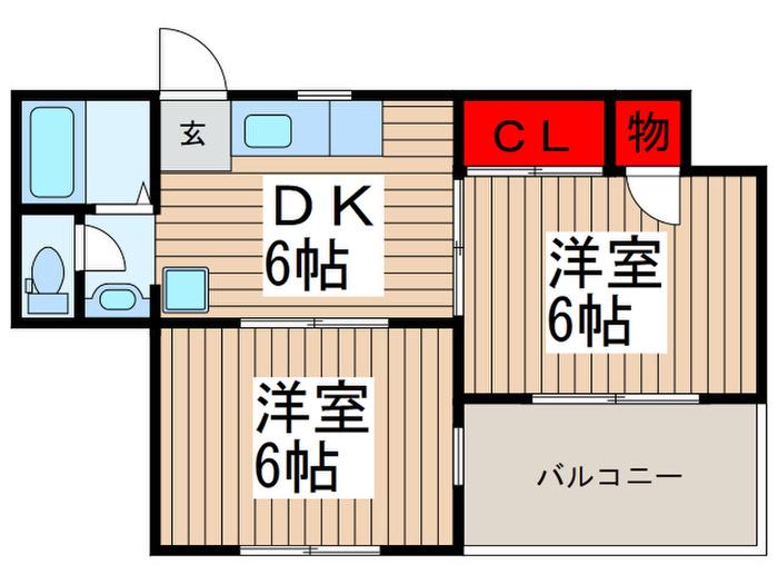 岩瀬ビル(2DK/2階)の間取り写真