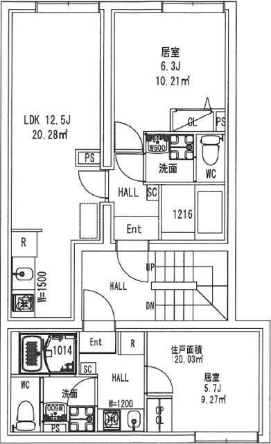 オーブリオン白金(1LDK/4階)の間取り写真