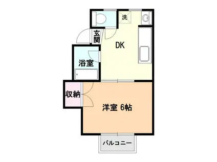 アップルハイム(1DK/2階)の間取り写真