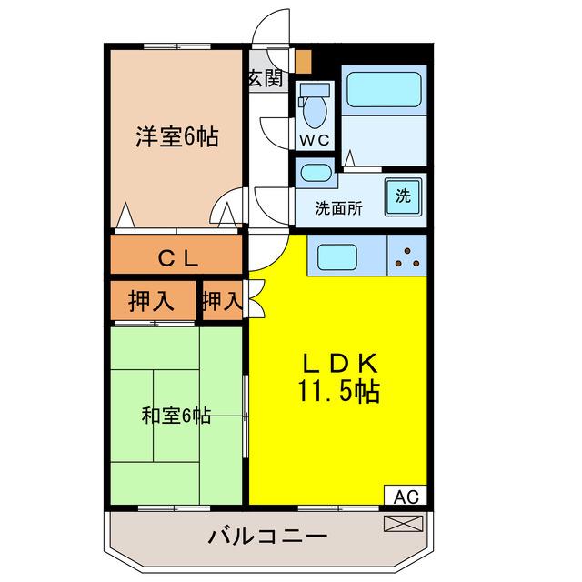 エクセランス高橋(2LDK/3階)の間取り写真