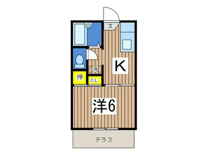 グリーンハイツ(1K/1階)の間取り写真