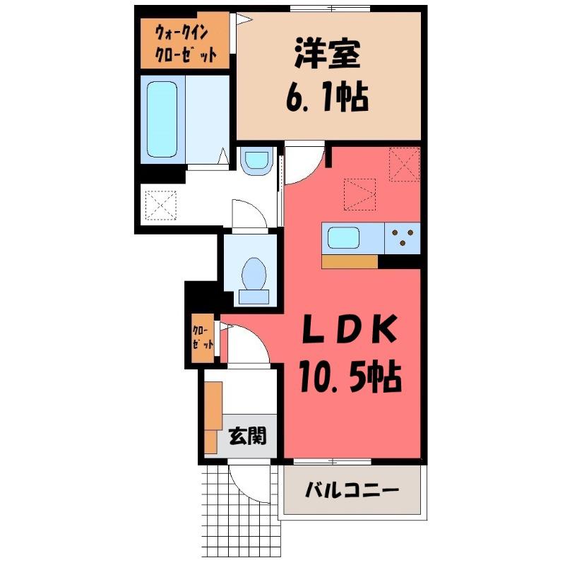 ジュライ・玉泉(1LDK/1階)の間取り写真