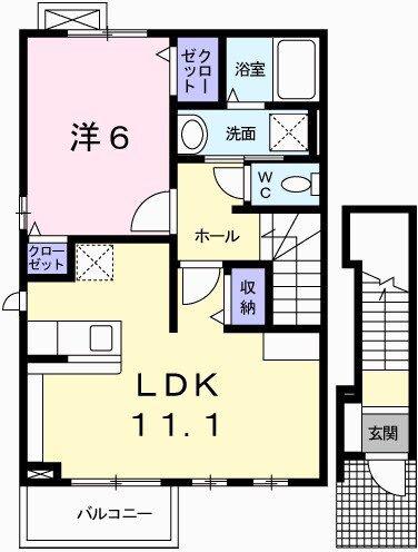 YS.VILLA赤坂(1LDK/2階)の間取り写真