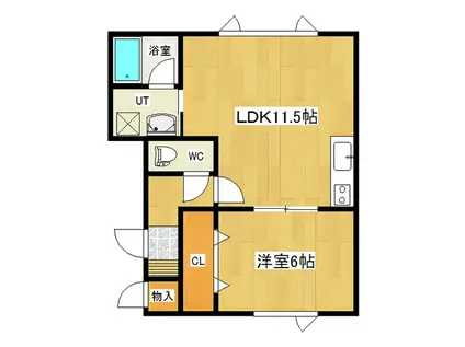 高柳ハイツI(1LDK/2階)の間取り写真