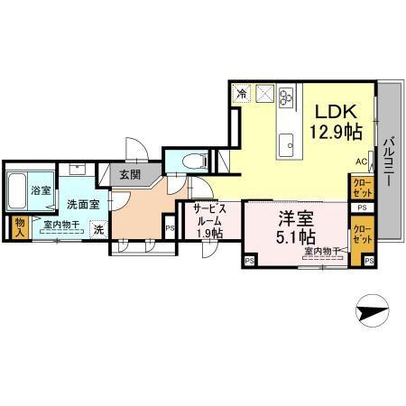 ガーデンコート武町(1LDK/2階)の間取り写真