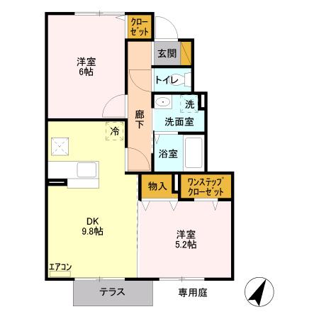 ゴールデンリバー(2LDK/1階)の間取り写真