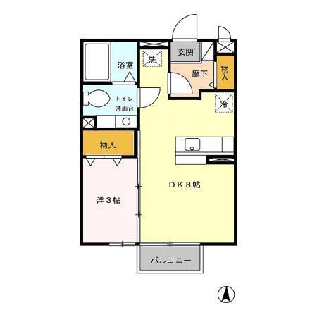 グリーンハイムA/B(1LDK/1階)の間取り写真