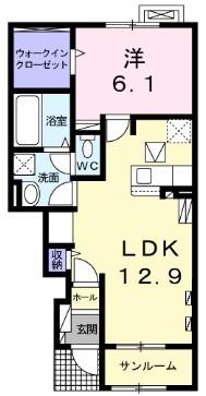 ステラハウス(1LDK/1階)の間取り写真