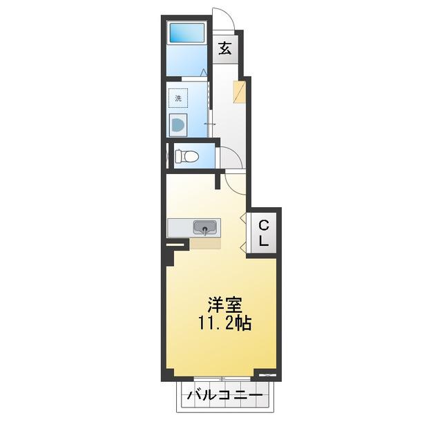 ヒラソル住山 II(1K/1階)の間取り写真