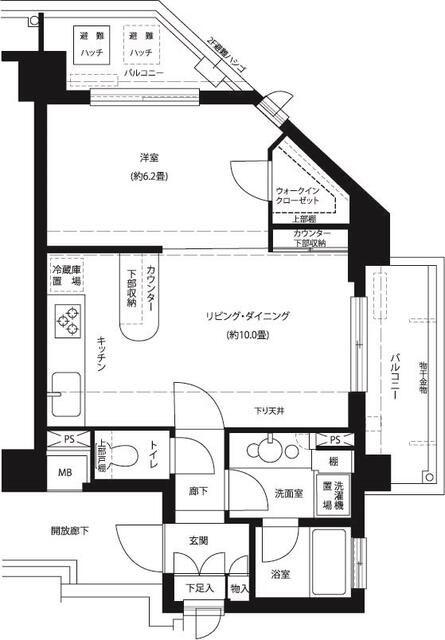 サンクタスデュオ(1LDK/7階)の間取り写真