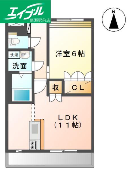 グランディール・フローラ(1LDK/1階)の間取り写真