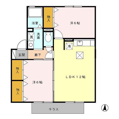 リジェール(2LDK/2階)の間取り写真