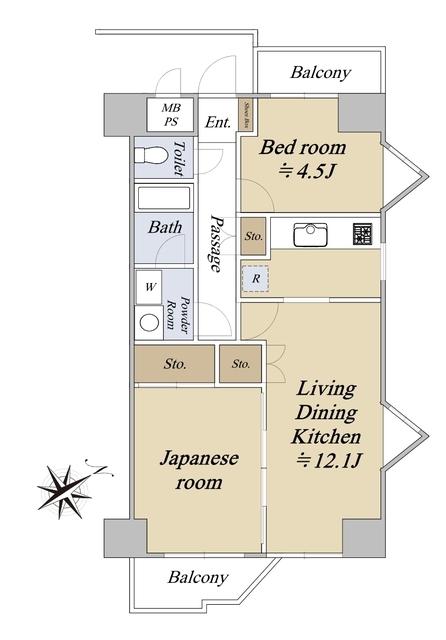 モンテベルデ横浜(2LDK/9階)の間取り写真