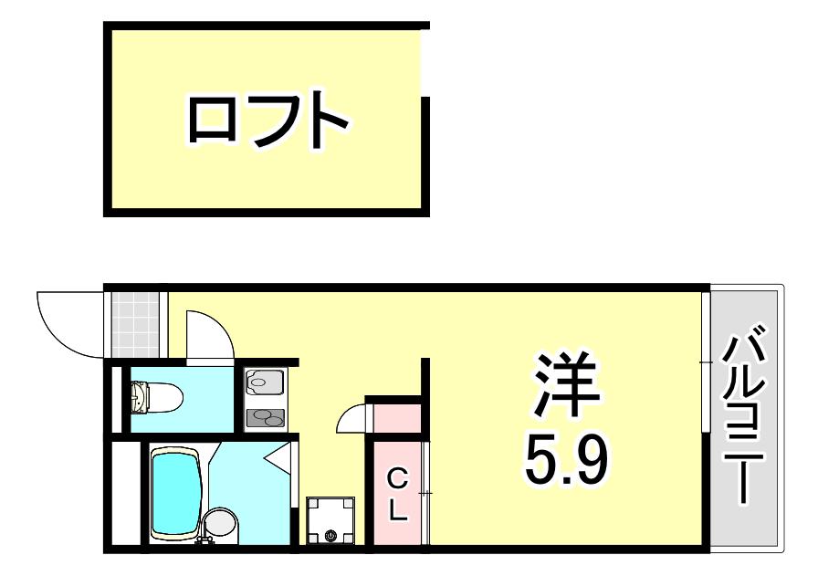 レオパレスエスパシオ21B(1K/1階)の間取り写真