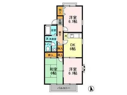 メゾンベール(3DK/1階)の間取り写真