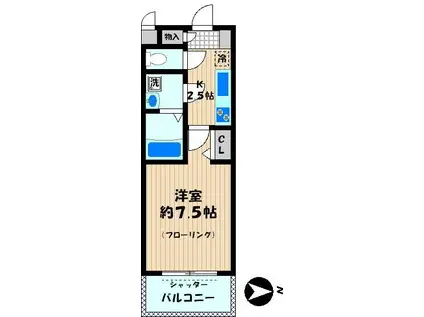 フォーシーズンヒルズ(1K/1階)の間取り写真