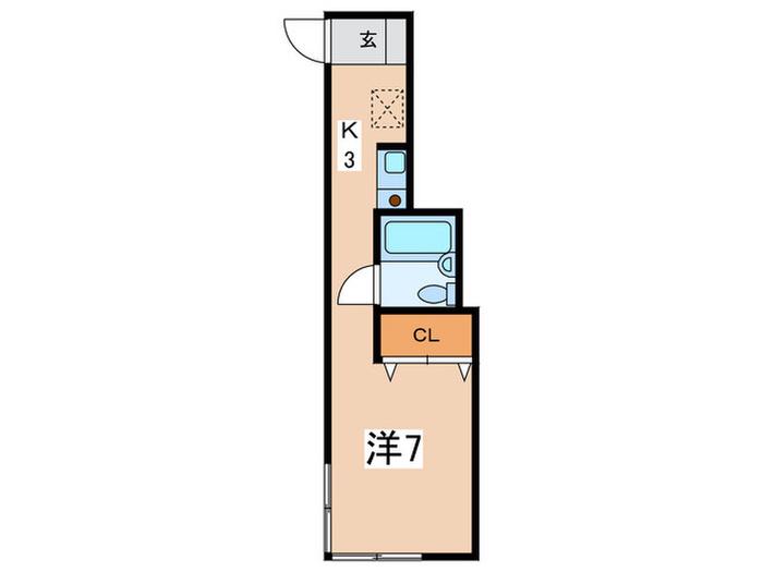サンヒルズF(1K/1階)の間取り写真