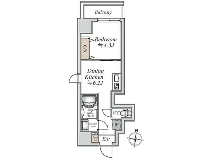 グランカーサ大島(1DK/7階)の間取り写真