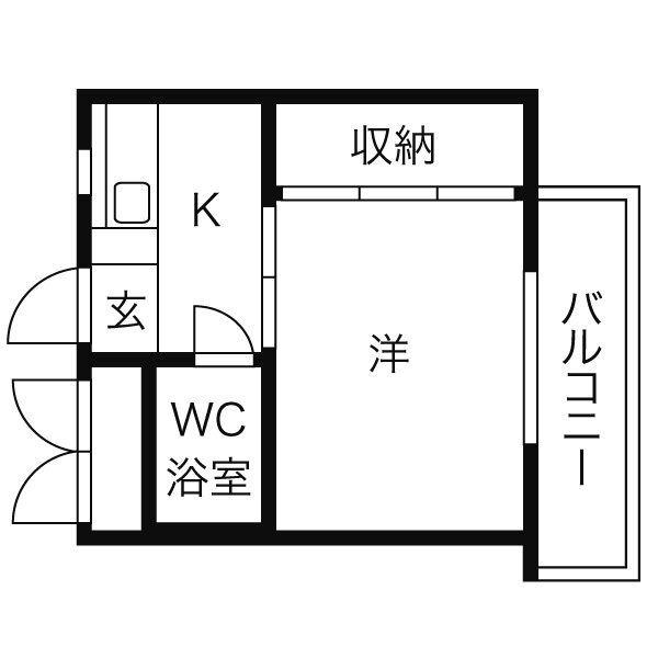 ユーロハイツ川名(1K/4階)の間取り写真