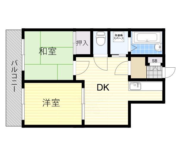 アキ開発岸里駅前ビル(2DK/5階)の間取り写真
