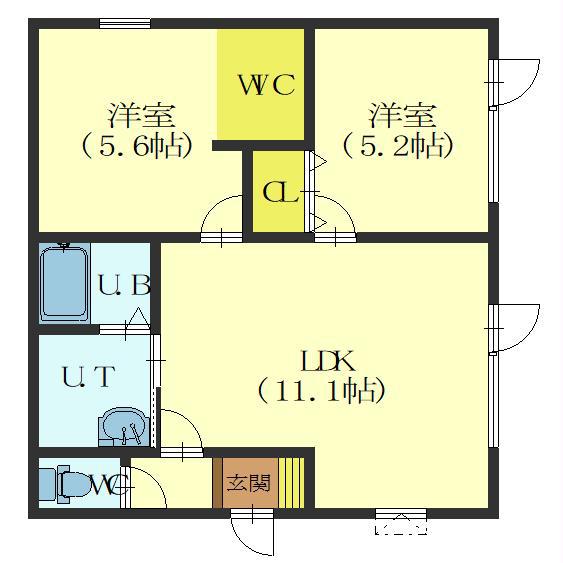 函館山麓ストーリー(2LDK/1階)の間取り写真