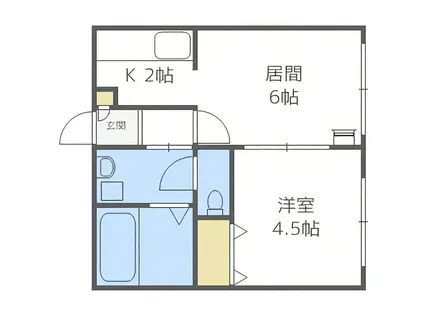 リー・スペース白石(1LDK/2階)の間取り写真