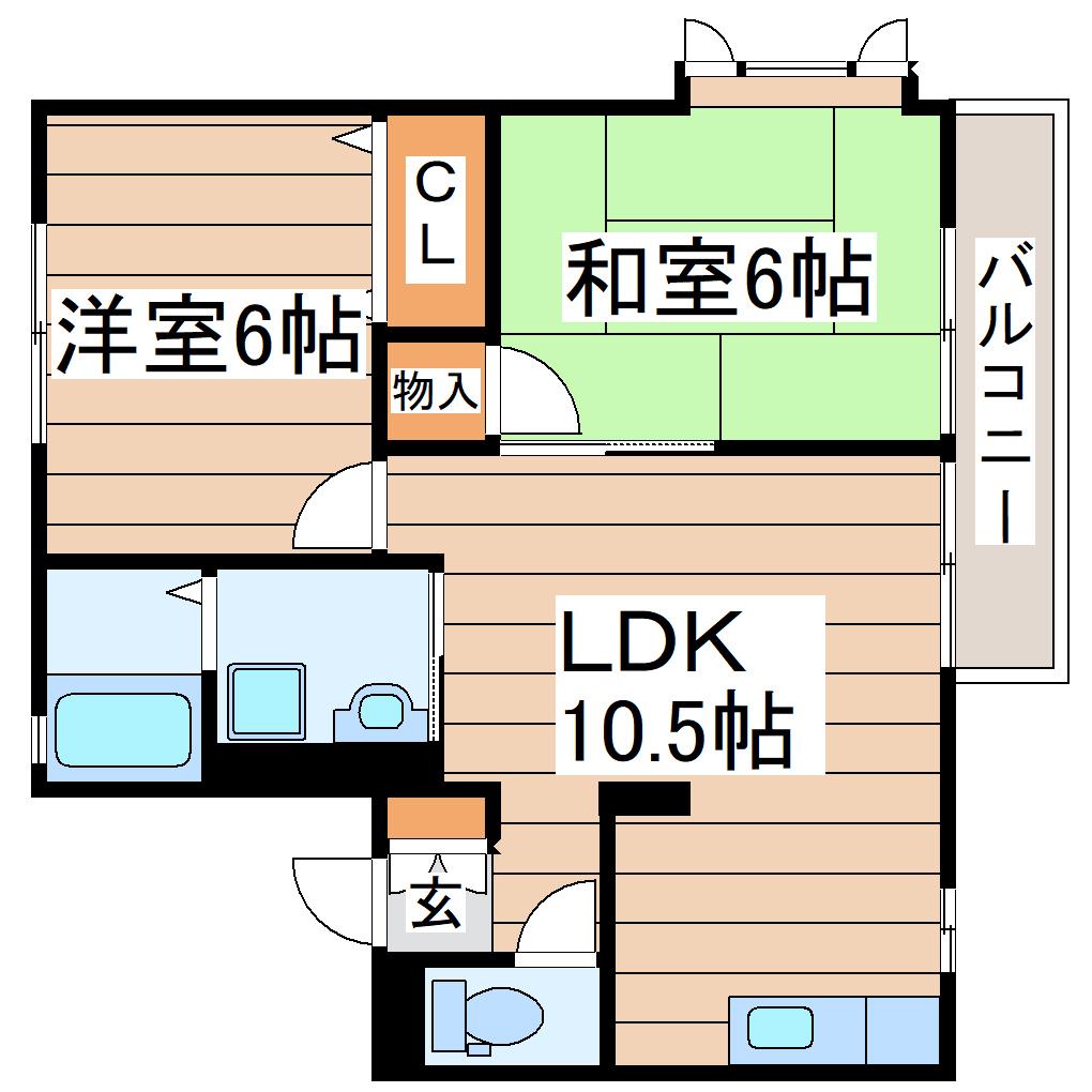 ラ メルベイユC(2LDK/1階)の間取り写真