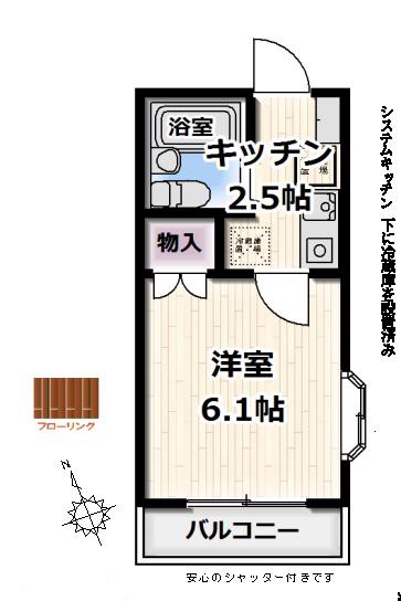 サンライズB(1K/1階)の間取り写真