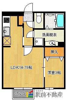 ブランドール新栄東(1LDK/1階)の間取り写真