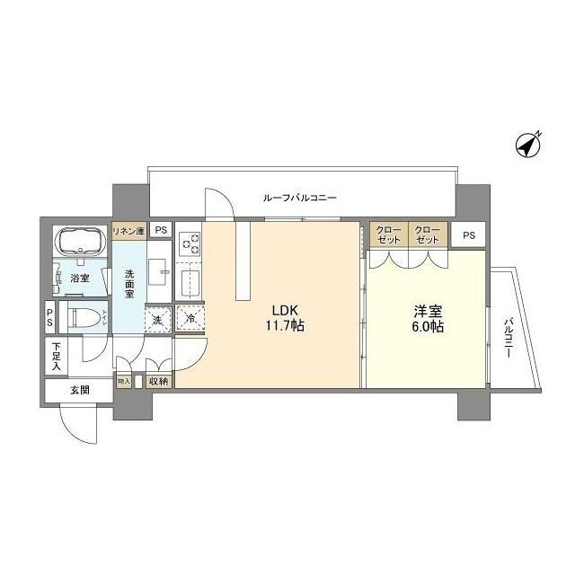 YSレジデンス代田橋(1LDK/4階)の間取り写真