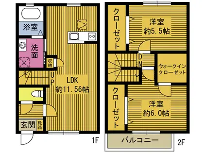 ATTRESE日岡(2LDK/1階)の間取り写真