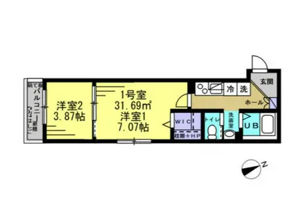 プラセル検見川(1LDK/3階)の間取り写真