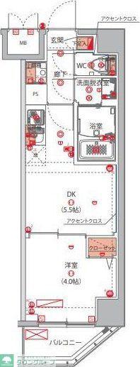 ハーモニーレジデンス東京大島ザ・ガーデン(1DK/8階)の間取り写真