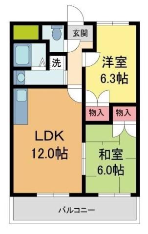 グレース21(2LDK/1階)の間取り写真