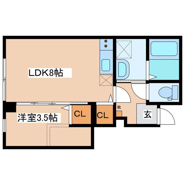 深志3丁目アパート(1LDK/1階)の間取り写真