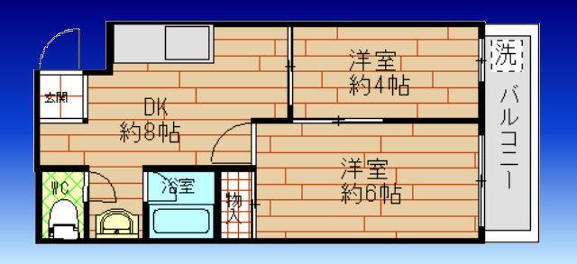 コーポラス翌檜(2DK/1階)の間取り写真