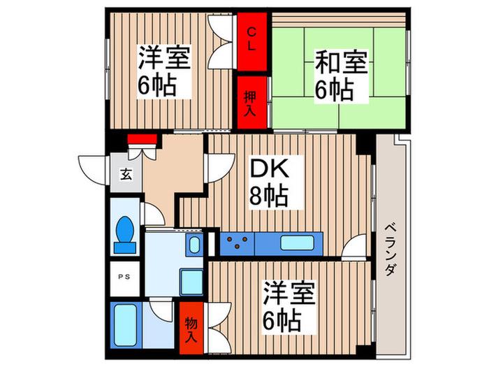 ラフィーヌ新井(3DK/2階)の間取り写真
