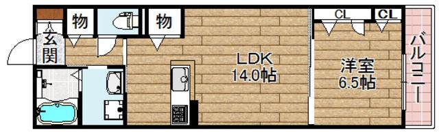 ドルチェ西五百住(1LDK/2階)の間取り写真