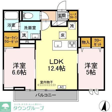 DBLESS川崎 イースト(2LDK/1階)の間取り写真