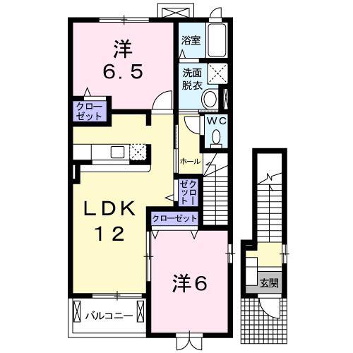 フォルテ二島B(2LDK/2階)の間取り写真