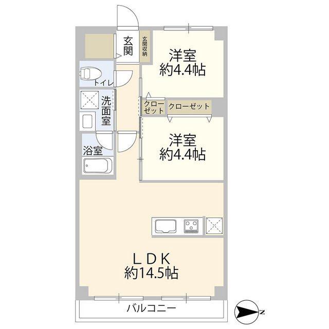 シャルマン東品川(2LDK/7階)の間取り写真